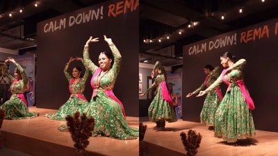 Women dancing to Rema and Selena Gomez’s Calm Down. (Instagram/@sayali_iadc) Women dancing to Rema and Selena Gomez’s Calm Down. (Instagram/@sayali_iadc)