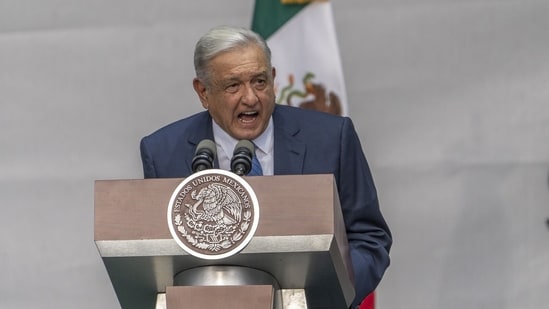 Andres Manuel Lopez Obrador, Mexico's president, during a rally celebrating his five years in office. (Bloomberg)