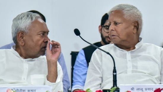 Bihar CM Nitish Kumar and RJD chief Lalu Yadav. (ANI file)