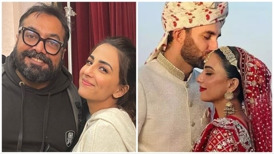 Anurag Kashyap with Ushna Shah; the Pakistani actor with Hamza Amin at their wedding.
