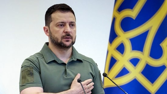 Ukraine's President Volodymyr Zelensky attending a ceremony marking the Day of the Naval Forces in Odesa. (AFP)