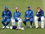 England's Ben Stokes, Moeen Ali and Zak Crawley during practice. 