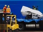 A view of the Horizon Arctic ship, as salvaged pieces of the Titan submersible from OceanGate Expeditions are returned, in St. John's harbour, Newfoundland, Canada June 28, 2023 (REUTERS/David Hiscock)
