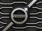 FILE PHOTO: The Volvo logo is seen in truck for sale in Linden, New Jersey, U.S., May 23, 2022. REUTERS/Andrew Kelly/File Photo