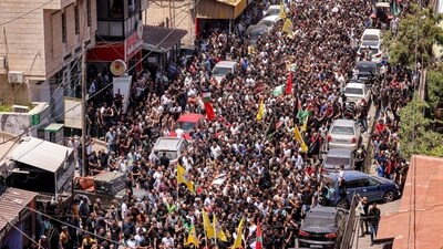 Mourners carry the bodies of Palestinians killed in clashes during the two-day Israeli military operation. In January, Israeli forces killed seven gunmen and two civilians in a raid in Jenin. Last month, militants and Israeli troops waged an hours-long gunbattle in which six Palestinians were killed and over 90 wounded, Reuters reported. (Jaafar Ashtiyeh / AFP) Mourners carry the bodies of Palestinians killed in clashes during the two-day Israeli military operation. In January, Israeli forces killed seven gunmen and two civilians in a raid in Jenin. Last month, militants and Israeli troops waged an hours-long gunbattle in which six Palestinians were killed and over 90 wounded, Reuters reported. (Jaafar Ashtiyeh / AFP)