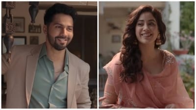 Varun Dhawan and Janhvi Kapoor in a still from Bawaal teaser. Varun Dhawan and Janhvi Kapoor in a still from Bawaal teaser.
