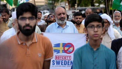 Supporters of a religious group Jamaat-e-Islami take part in a rally in Islamabad, Pakistan, Monday, against the desecration of Islam's holy book Quran that took place in Sweden. (AP) Supporters of a religious group Jamaat-e-Islami take part in a rally in Islamabad, Pakistan, Monday, against the desecration of Islam's holy book Quran that took place in Sweden. (AP)