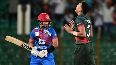 Taskin Ahmed reacts after the dismissal of Rahmat Shah during the first ODI (AFP) Taskin Ahmed reacts after the dismissal of Rahmat Shah during the first ODI (AFP)