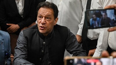 Pakistan's former prime minister, Imran Khan gestures. (AFP)