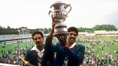 World Cup Final 1983 Kapil Dev Mohinder Amarnath with the World Cup (Patrick Eagar via Getty Images) World Cup Final 1983 Kapil Dev Mohinder Amarnath with the World Cup (Patrick Eagar via Getty Images)