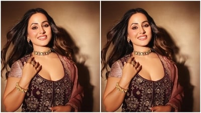 In a golden neck choker, golden bracelet and rings from the shelves of Razwada Jewels, Hina further accessorised her look for the day. (Instagram/@realhinakhan) In a golden neck choker, golden bracelet and rings from the shelves of Razwada Jewels, Hina further accessorised her look for the day. (Instagram/@realhinakhan)