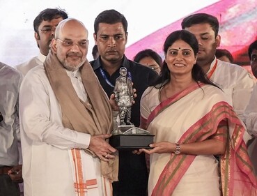 Union Home minister Amit Shah with Apna Dal's Anupriya Patel (PTI) Union Home minister Amit Shah with Apna Dal's Anupriya Patel (PTI)