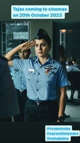 Kangana Ranaut in a still from Tejas. Kangana Ranaut in a still from Tejas.