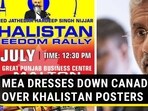 MEA DRESSES DOWN CANADA OVER KHALISTAN POSTERS