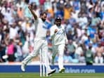 Mohammed Shami celebrates a wicket as Rohit Sharma joins in. Mohammed Shami celebrates a wicket as Rohit Sharma joins in.