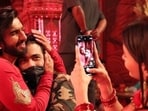 Ranveer Singh poses with Karan Johar during Rocky Aur Rani Kii Prem Kahaani shoot. Ranveer Singh poses with Karan Johar during Rocky Aur Rani Kii Prem Kahaani shoot.