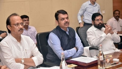 Eknath Shinde has two deputy chief ministers now: former CM Devendra Fadnavis and five-time deputy CM Ajit Pawar. (ANI Pic Service) Eknath Shinde has two deputy chief ministers now: former CM Devendra Fadnavis and five-time deputy CM Ajit Pawar. (ANI Pic Service)