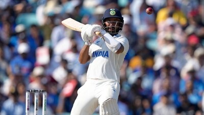 File image of Cheteshwar Pujara playing for India during WTC Final last month (AP) File image of Cheteshwar Pujara playing for India during WTC Final last month (AP)