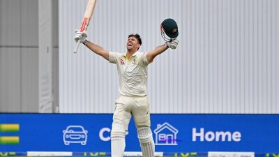 Mitchell Marsh is over the moon after completing his century. (AP) Mitchell Marsh is over the moon after completing his century. (AP)