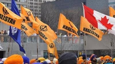 Khalistan flags at an event in Toronto, Canada in 2021. (HT Photo) Khalistan flags at an event in Toronto, Canada in 2021. (HT Photo)