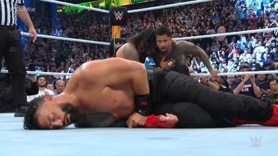 The Usos won the "Bloodline Civil War" tag team match against Roman Reigns and Solo Sikoa. Jey Uso pinned Reigns to grab the victory. (WWE)