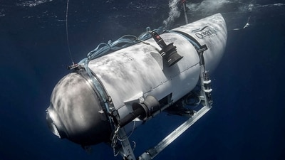 The Titan submersible, operated by OceanGate Expeditions to explore the wreckage of the sunken Titanic off the coast of Newfoundland, dives in an undated photograph (via REUTERS)