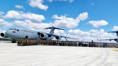 The 269-member tri-services marching contingent on Thursday left for France The 269-member tri-services marching contingent on Thursday left for France