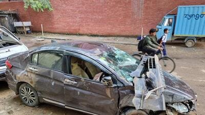 The car after the accident. (HT Photo)