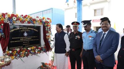 Union minister of state for defence inaugurating the new CSD depot in Ambala. (HT Photo)