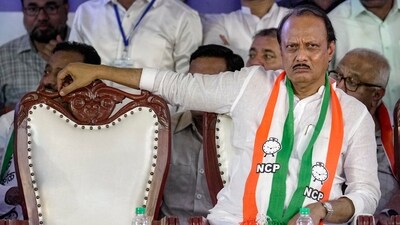 Maharashtra Deputy Chief Minister Ajit Pawar during a Nationalist Congress Party (NCP) meeting led by him, in Mumbai, Wednesday. (PTI) Maharashtra Deputy Chief Minister Ajit Pawar during a Nationalist Congress Party (NCP) meeting led by him, in Mumbai, Wednesday. (PTI)