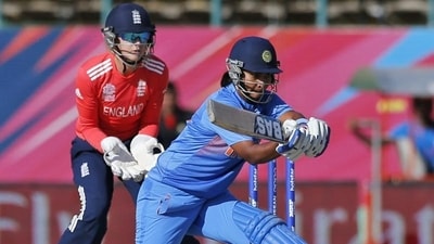 India's Shikha Pandey hits a reverse sweep (AP) India's Shikha Pandey hits a reverse sweep (AP)