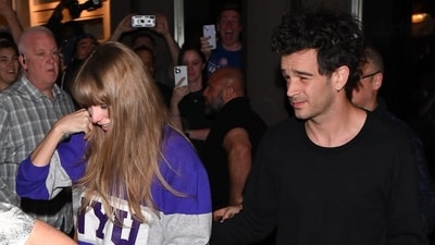 Taylor Swift and Matty Healy were spotted together outside a recording studio. (Image Credit: Backgrid) Taylor Swift and Matty Healy were spotted together outside a recording studio. (Image Credit: Backgrid)