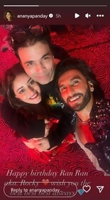 Ananya Panday wishes Ranveer Singh on his birthday. Ananya Panday wishes Ranveer Singh on his birthday.