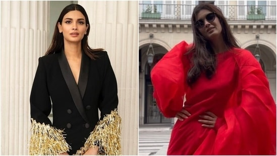 Diana Penty changes into two glamorous outfits during Paris Couture Week. (Instagram)