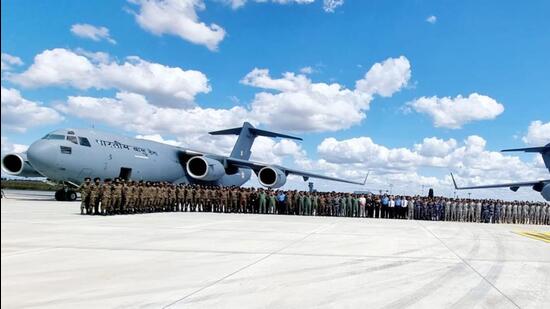 The 269-member tri-services marching contingent on Thursday left for France
