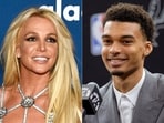 FILE - Britney Spears appears at the 29th annual GLAAD Media Awards in Beverly Hills, Calif., on April 12, 2018, left, and San Antonio Spurs NBA basketball first round draft pick Victor Wembanyama speaks during a news conference in San Antonio on June 24, 2023. Wembanyama said Thursday, July 6, 2023, that he believes Britney Spears grabbed him from behind as he was walking into a restaurant at a Las Vegas casino, and that the security detail he was with pushed the pop star away. (AP Photos by Chris Pizzello, left, and Eric Gay, File) FILE - Britney Spears appears at the 29th annual GLAAD Media Awards in Beverly Hills, Calif., on April 12, 2018, left, and San Antonio Spurs NBA basketball first round draft pick Victor Wembanyama speaks during a news conference in San Antonio on June 24, 2023. Wembanyama said Thursday, July 6, 2023, that he believes Britney Spears grabbed him from behind as he was walking into a restaurant at a Las Vegas casino, and that the security detail he was with pushed the pop star away. (AP Photos by Chris Pizzello, left, and Eric Gay, File)
