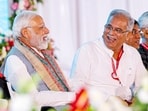Prime Minister Narendra Modi with Chhattisgarh Chief Minister Bhupesh Baghel during the inauguration and foundation stone laying ceremony of several developmental projects, in Raipur, Friday, July 7, 2023. Prime Minister Narendra Modi with Chhattisgarh Chief Minister Bhupesh Baghel during the inauguration and foundation stone laying ceremony of several developmental projects, in Raipur, Friday, July 7, 2023.