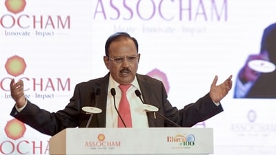 National Security Advisor chief Ajit Doval addresses at the Netaji Subhas Chandra Bose Memorial Lecture organised by ASSOCHAM. (ANI) National Security Advisor chief Ajit Doval addresses at the Netaji Subhas Chandra Bose Memorial Lecture organised by ASSOCHAM. (ANI)