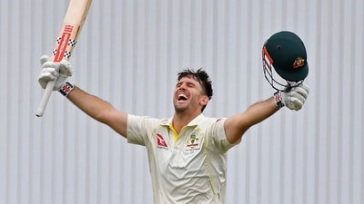 Australia's Mitchell Marsh celebrates scoring a century during the first day of the third Ashes Test against England (AP) Australia's Mitchell Marsh celebrates scoring a century during the first day of the third Ashes Test against England (AP)