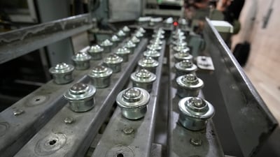 Detonators sit in rows for recycling as workers destroy the United States' chemical weapons stockpile at the U.S. Army Pueblo Chemical Depot Thursday, June 8, 2023, in Pueblo, Colo. (AP)