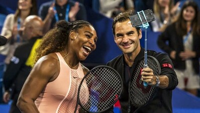 Serena Williams and Roger Federer click a selfie. Serena Williams and Roger Federer click a selfie.