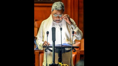 Karnataka chief minister Siddaramaiah presents the state budget during the Budget Session of State Assembly at Vidhana Soudha, in Bengaluru on Friday. (ANI) Karnataka chief minister Siddaramaiah presents the state budget during the Budget Session of State Assembly at Vidhana Soudha, in Bengaluru on Friday. (ANI)