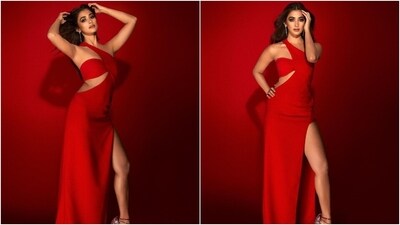 Meanwhile, Pooja Hegde is known for her glamorous appearances in head-turning ensembles. This photoshoot backs our claim. The star slipped into a hot red gown and shared the pictures with the caption, "Where's the matchstick coz I'm about to set this world on fire." (Instagram) Meanwhile, Pooja Hegde is known for her glamorous appearances in head-turning ensembles. This photoshoot backs our claim. The star slipped into a hot red gown and shared the pictures with the caption, "Where's the matchstick coz I'm about to set this world on fire." (Instagram)