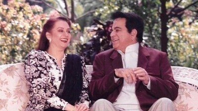 Saira Banu with Dilip Kumar in a throwback picture she posted on Instagram. Saira Banu with Dilip Kumar in a throwback picture she posted on Instagram.