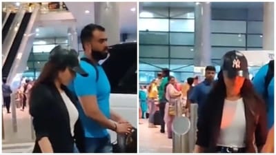 Samantha Ruth Prabhu with her team at Hyderabad airport on Thursday night. Samantha Ruth Prabhu with her team at Hyderabad airport on Thursday night.