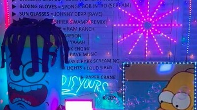 The inflatable toy, strobe lights and bubble machine, all of which can be activated remotely, in creator Jakey Boehm’s room. (@JakeyBoehm on Instagram) The inflatable toy, strobe lights and bubble machine, all of which can be activated remotely, in creator Jakey Boehm’s room. (@JakeyBoehm on Instagram)