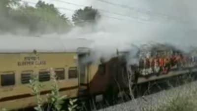 Three bogies of the express were completely gutted in fire (Twitter/@ANI) Three bogies of the express were completely gutted in fire (Twitter/@ANI)