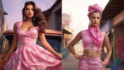 The images show Rekha as Barbie. (Instagram/@myntra) The images show Rekha as Barbie. (Instagram/@myntra)