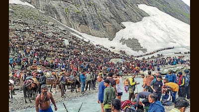 Yatris were not allowed to take on the journey from both Pahalgam and Baltal routes. (PTI File Photo)