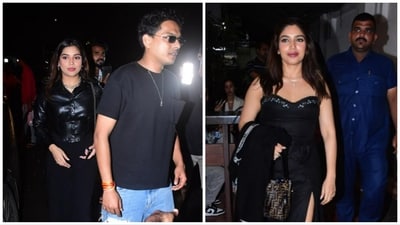 Yash Kataria and Bhumi Pednekar spotted on a dinner outing. (Varinder Chawla) Yash Kataria and Bhumi Pednekar spotted on a dinner outing. (Varinder Chawla)